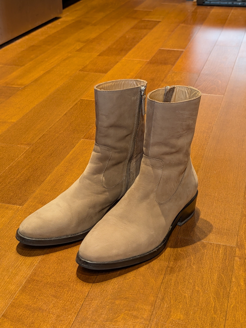 Tiger of Sweden Taupe Suede Ankle Zip Boots